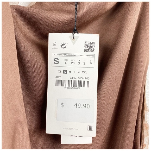 NWT Zara Blogger’s Favorite Brown Tulle One Shoulder Dress Size Small‎ - Picture 13 of 15